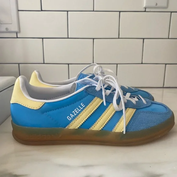Adidas Gazelle Indoor Shoes in Semi Blue Burst/Almost Yellow - Picture 2 of 10